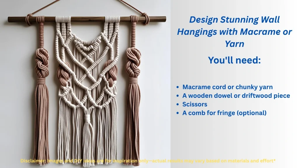 boho diy wall hanging using yarn and macrame